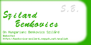 szilard benkovics business card